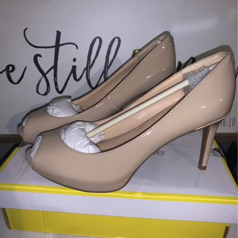 Elegant Beige Peep-Toe Heels